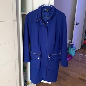 Blue Dress Coat with zip up front 2 deep front pockets